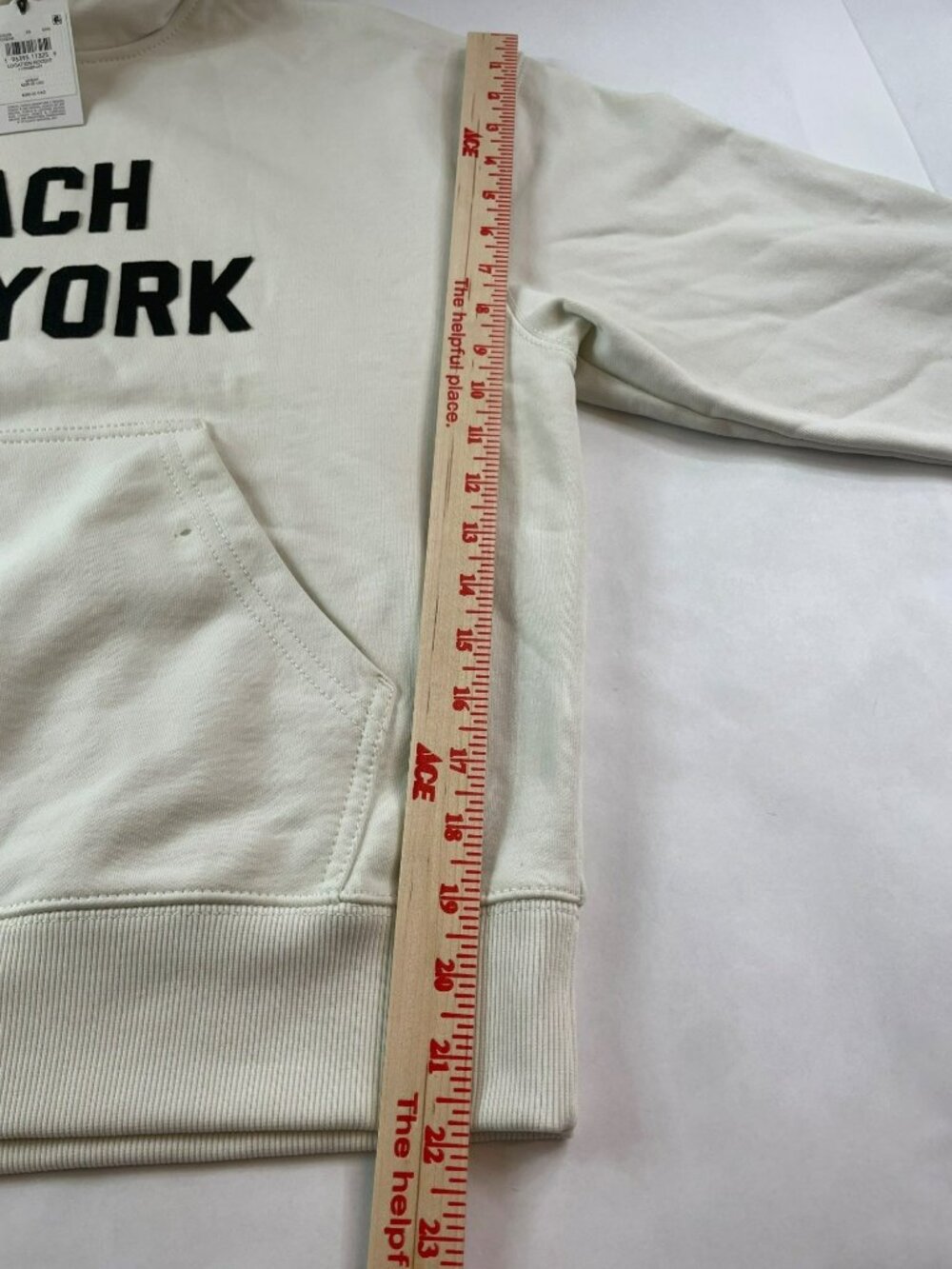 Coach Location Hoodie Cream Logo Embroidery Cotton Unisex Sz XS MSRP$295 DEFECT - Picture 11 of 15
